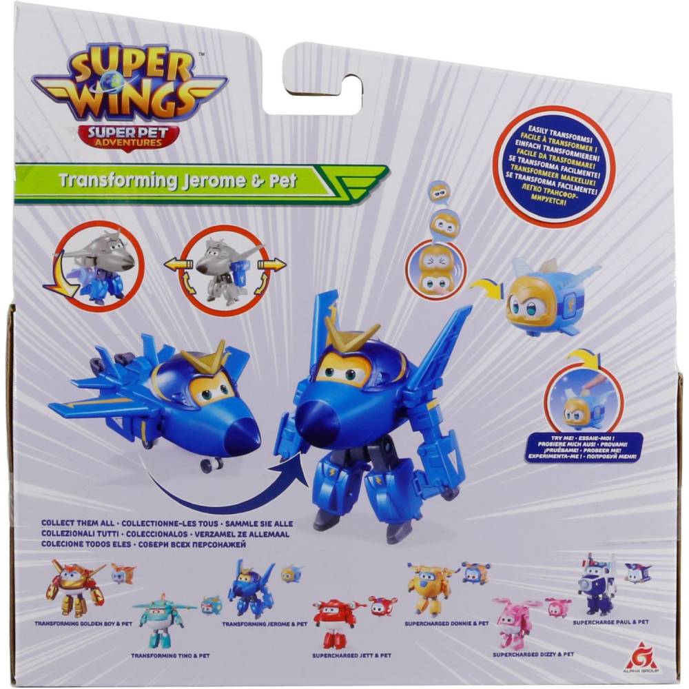 Игровой набор Super Wings Transforming Джером и любимец (EU770443) Особенности световые эффекты