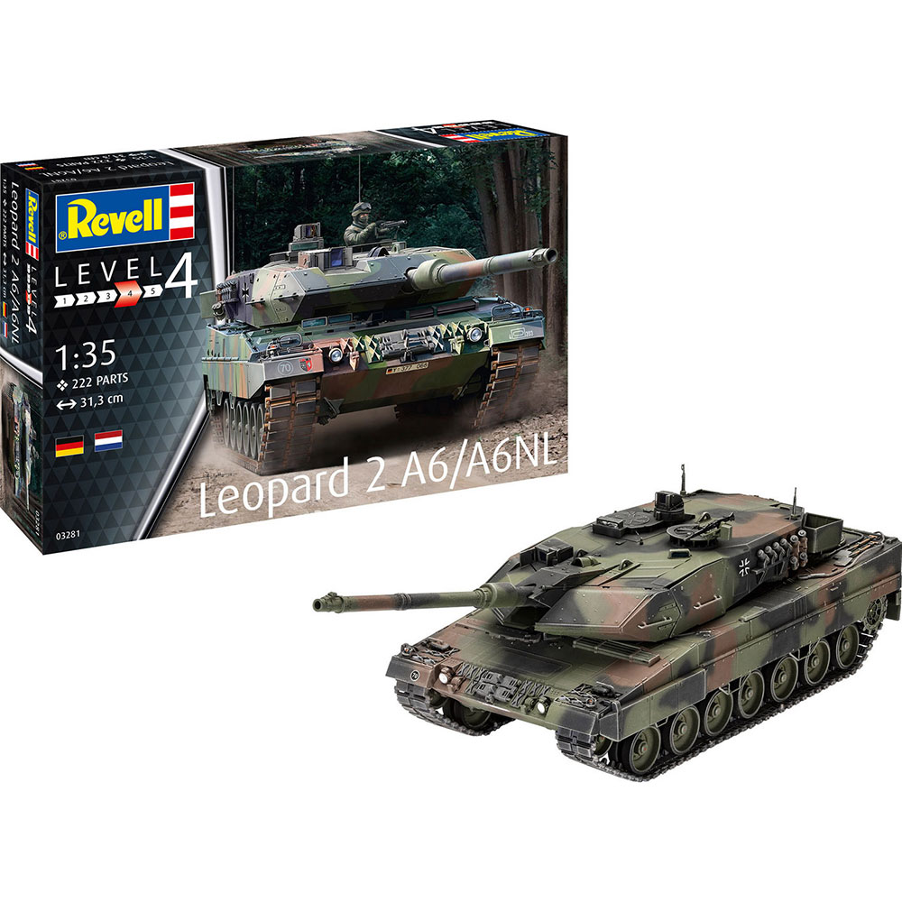 Сборная модель Revell Танк Леопард 2 A6/A6NL уровень 4, масштаб 1:35 (RVL-03281) Возраст от 12 лет 