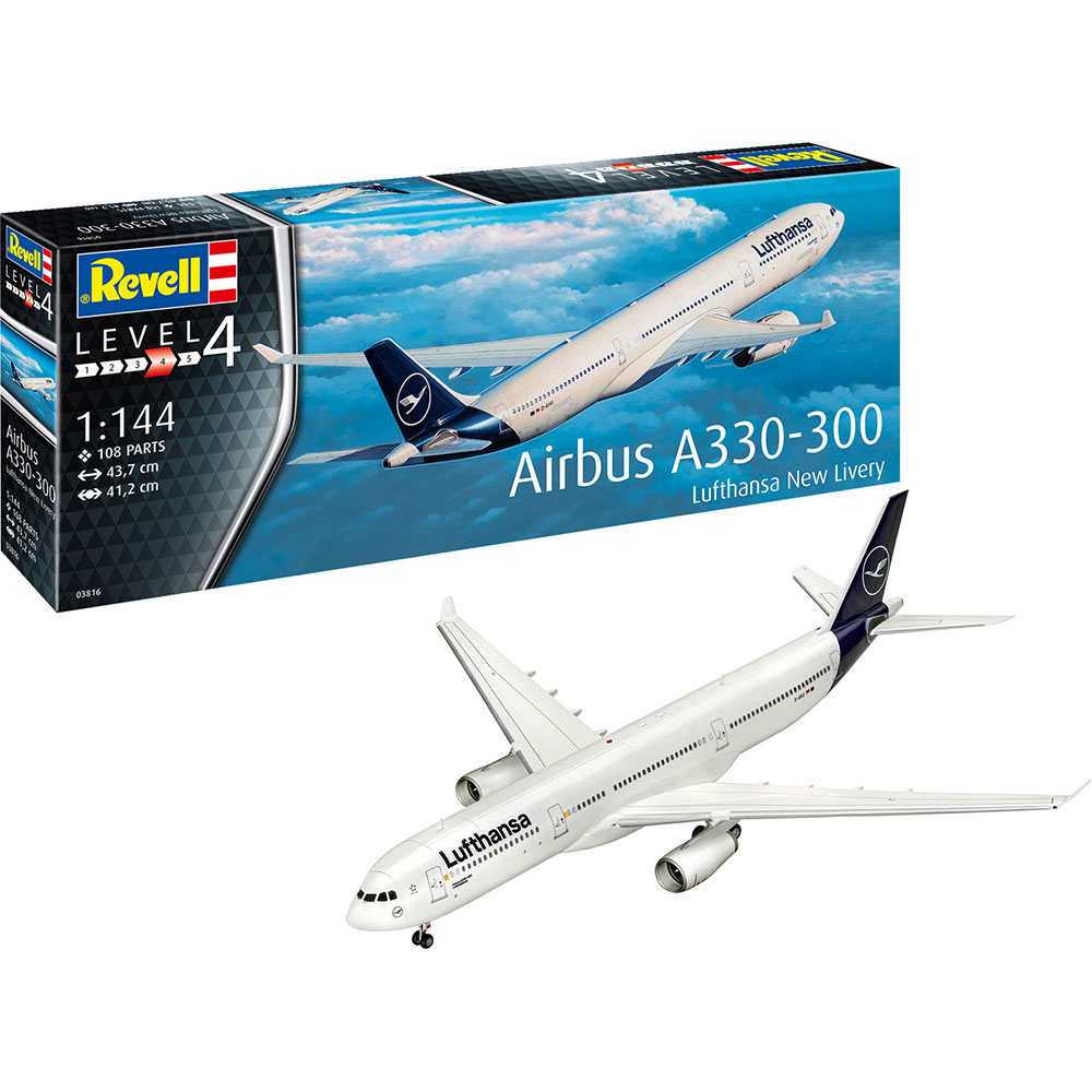 Збірна модель Revell Літак Airbus A330-300 Lufthansa рівень 4, 1:144 (RVL-03816) Вік від 10 років