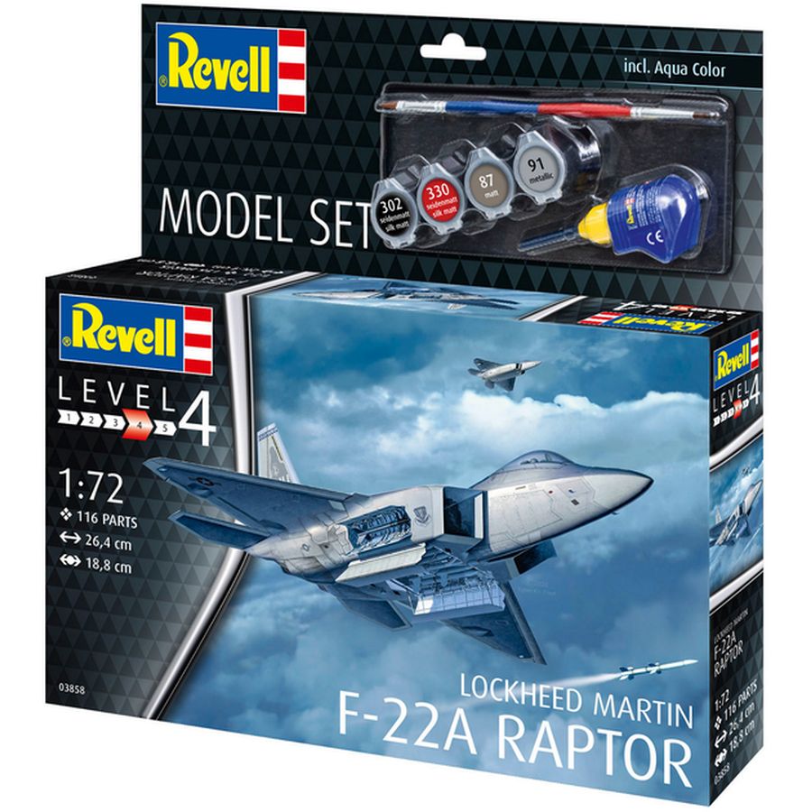 Збірна модель Revell Літак Lockheed Martin F-22A Raptor 1:72 рівень 4 (RVL-63858) Вік від 10 років