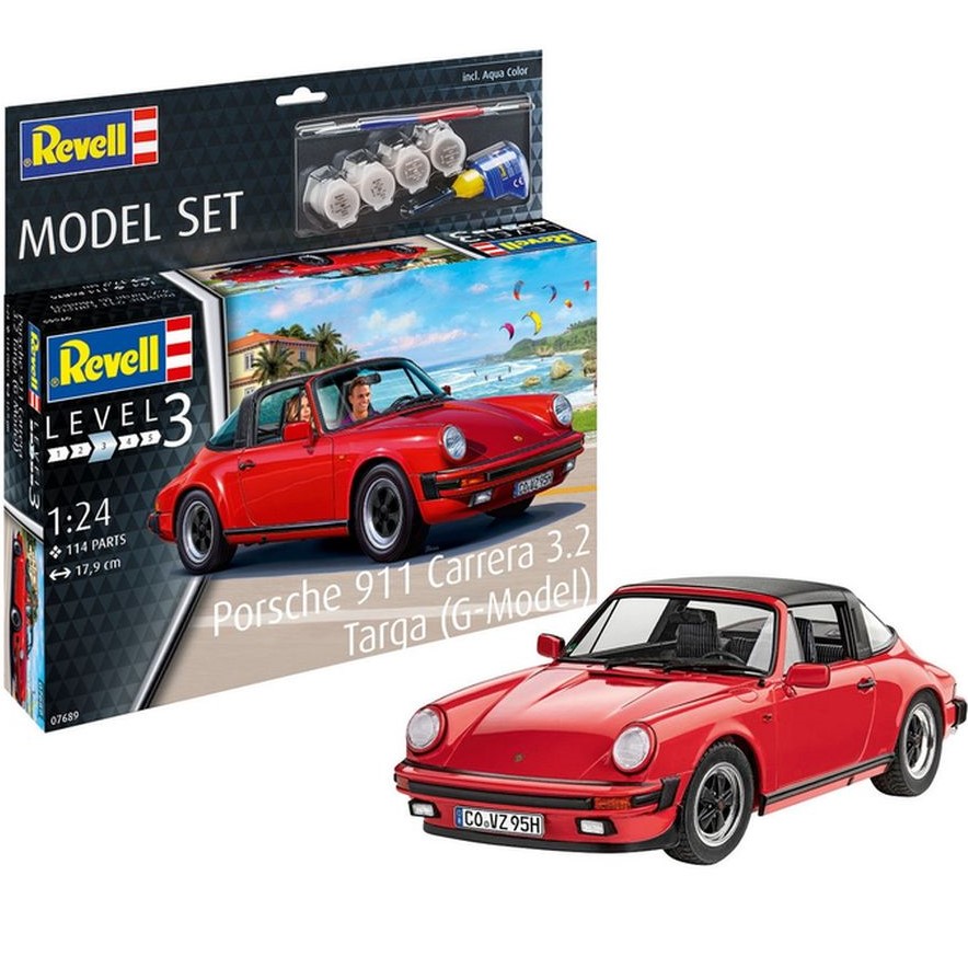 Збірна модель Revell Набір автомобіль Porsche 911 Carrera 3.2 Targa рівень 3 1:24 (RVL-67689) Вік від 10 років