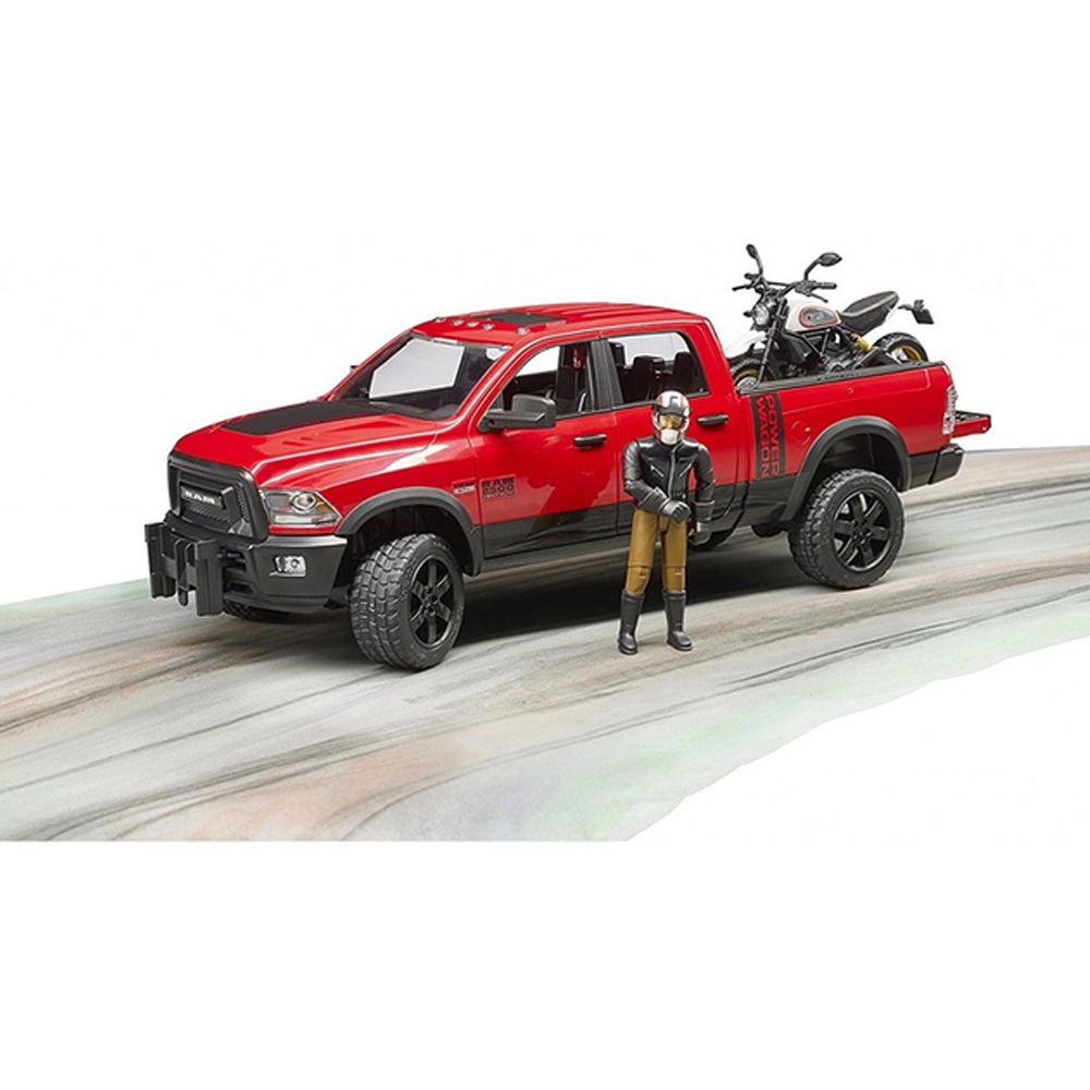 Машинка BRUDER Dodge RAM 2500 1:16 с мотоциклистом (2502) Вид модели внедорожник