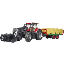 Набор BRUDER Трактор Case IH Optum 300CVX с передним погрузчиком и прицепом с тюками (03198)