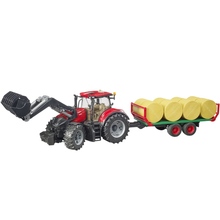 Набор BRUDER Трактор Case IH Optum 300CVX с передним погрузчиком и прицепом с тюками (03198)