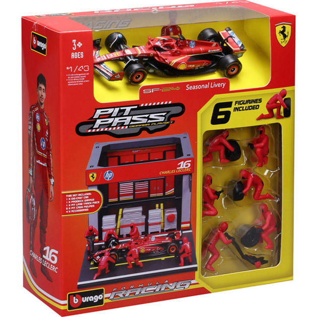Внешний вид Игровой набор BBURAGO Pit Pass Ferrari SF-24 1:43 (18-36862 (#16))