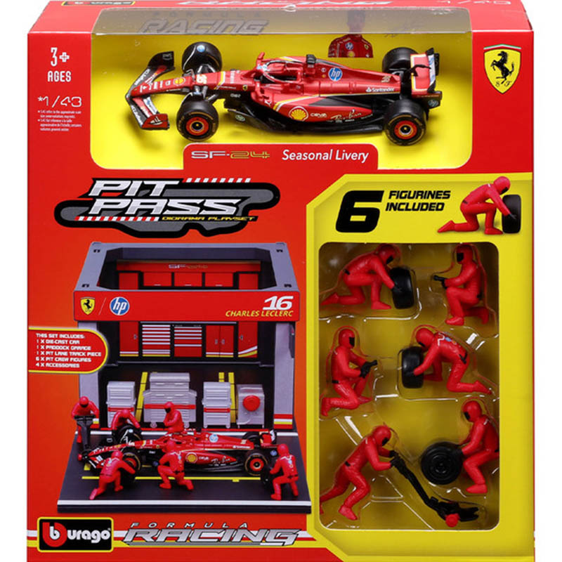 Игровой набор BBURAGO Pit Pass Ferrari SF-24 1:43 (18-36862 (#16))