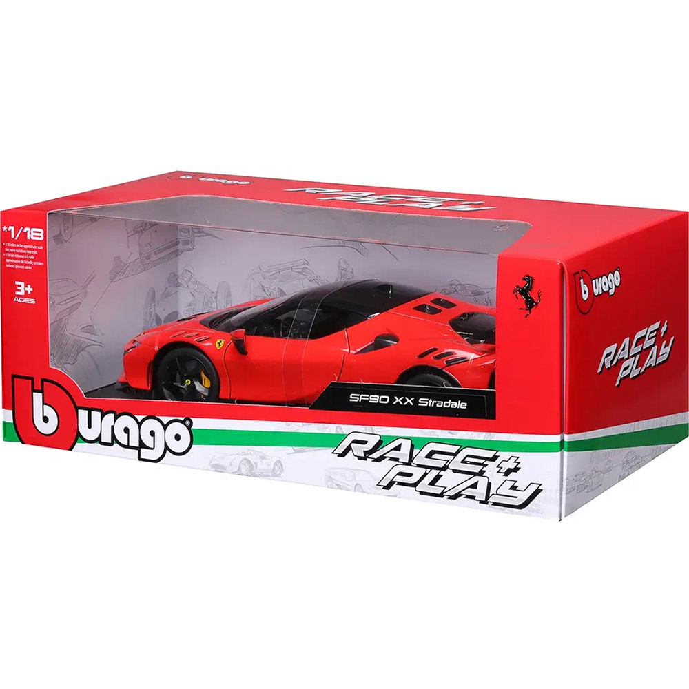 Внешний вид Автомодель BBURAGO Race & Play Ferrari SF90 XX Stradale 1:18 (18-16020)