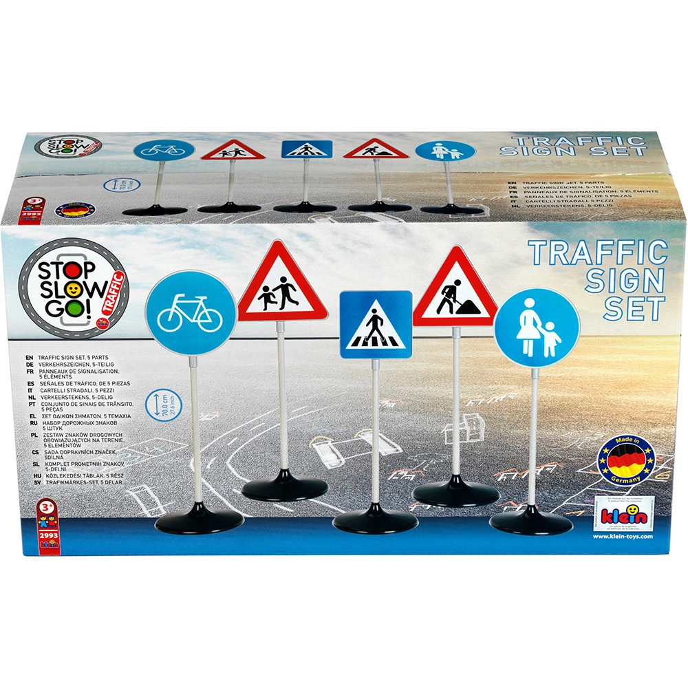 Набор дорожных знаков KLEIN TE 5 шт (2993) Дополнительно 5 реалистичных дорожных знаков высотой около 70 см; помогают обучать детей правилам дорожного движения; устойчивы и подходят для игр дома и на улице