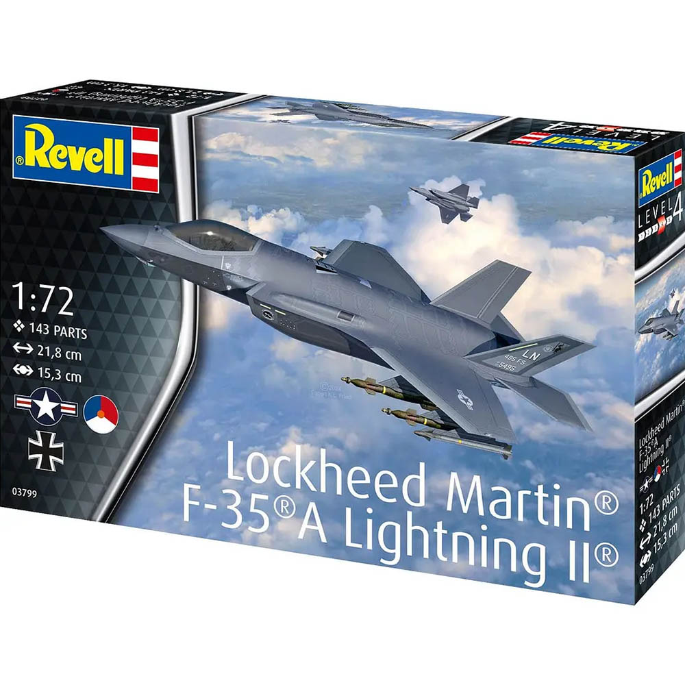 Зовнішній вигляд Збірна модель-копія REVELL Літак Lockheed Martin F-35A Lightning II рівень 4 1:72 (RVL-03799)