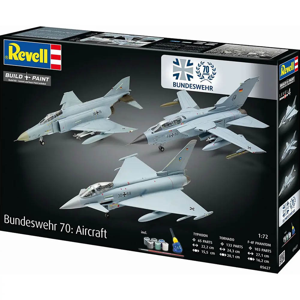 Зовнішній вигляд Збірна модель-копія REVELL Набір до 70 річниці ВПС Німеччини 3 літаки рівень 5 1:72 (RVL-05627)