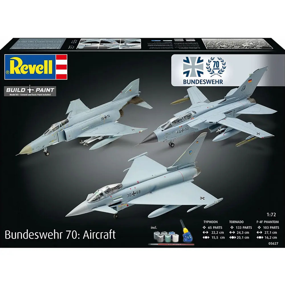 Збірна модель-копія REVELL Набір до 70 річниці ВПС Німеччини 3 літаки рівень 5 1:72 (RVL-05627) Матеріал пластик
