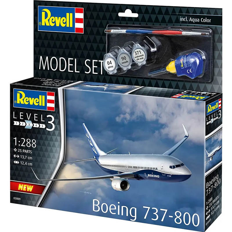Збірна модель-копія REVELL Літак Boeing 737-800 рівень 3 1:288 (RVL-63809) Масштаб 1:288