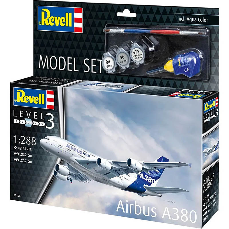 Збірна модель-копія REVELL Літак Airbus A380 рівень 3 1:288 (RVL-63808) Масштаб 1:288