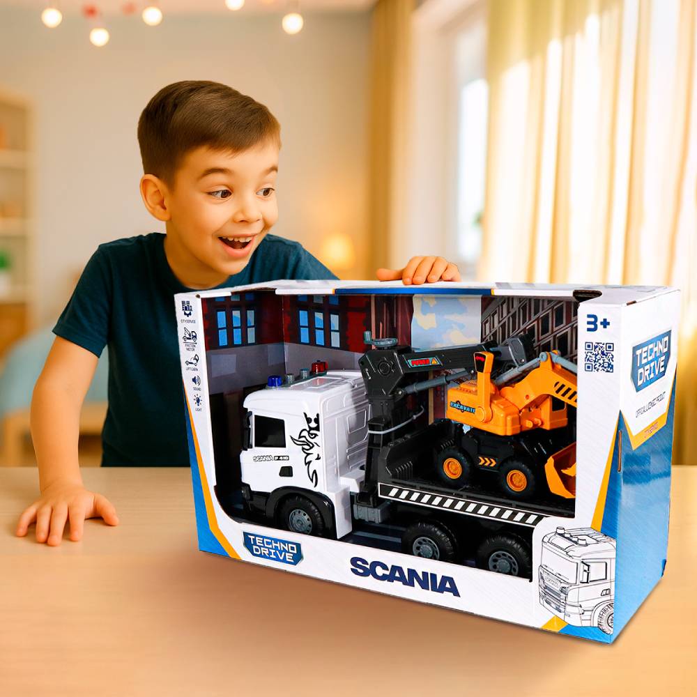 Изображение Игровой набор TECHNODRIVE Super Big Truck Автокран Scania с экскаватором (5004KS)