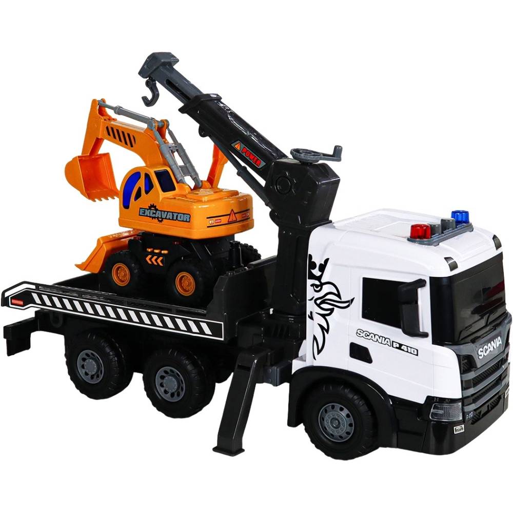 Игровой набор TECHNODRIVE Super Big Truck Автокран Scania с экскаватором (5004KS) Питание 2 х ААА