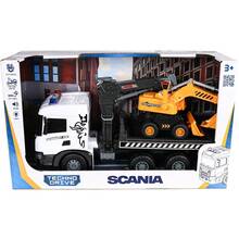 Игровой набор TECHNODRIVE Super Big Truck Автокран Scania с экскаватором (5004KS)
