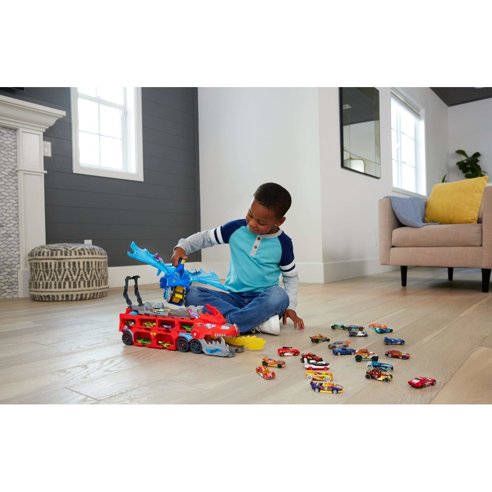 Игровой набор Hot Wheels City Транспортер-трансформер Два дракона (JBM72) Масштаб 1:64