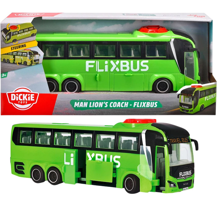Машинка DICKIE TOYS Спецтехника Туристический автобус Flixbus 26,5 см (3744015) Размеры 265