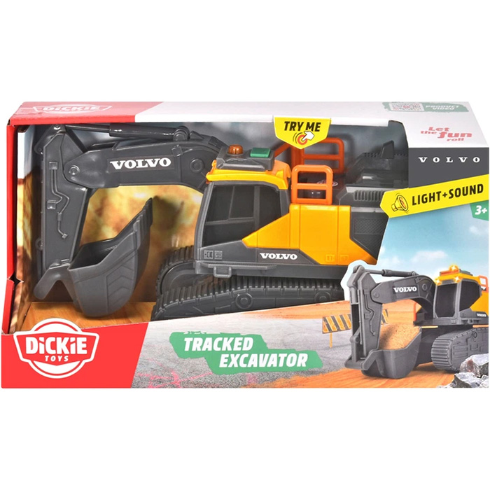 Машинка DICKIE TOYS Спецтехніка Екскаватор Volvo 23 см (3723008) Особливості звукові ефекти