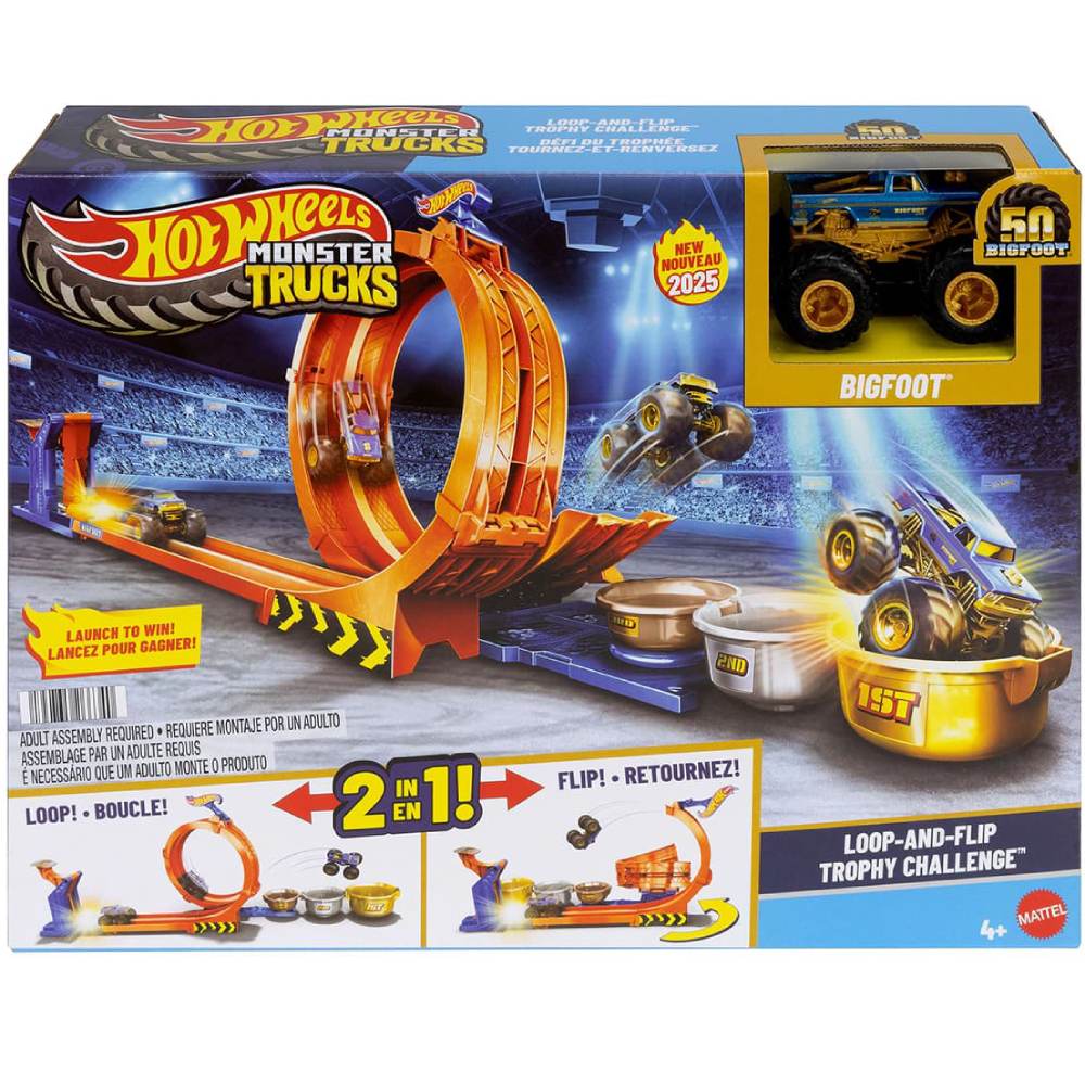 Автотрек HOT WHEELS Monster Trucks Петлі та трюки (JBX64) Комплектація элементы трека, машинка, коробка