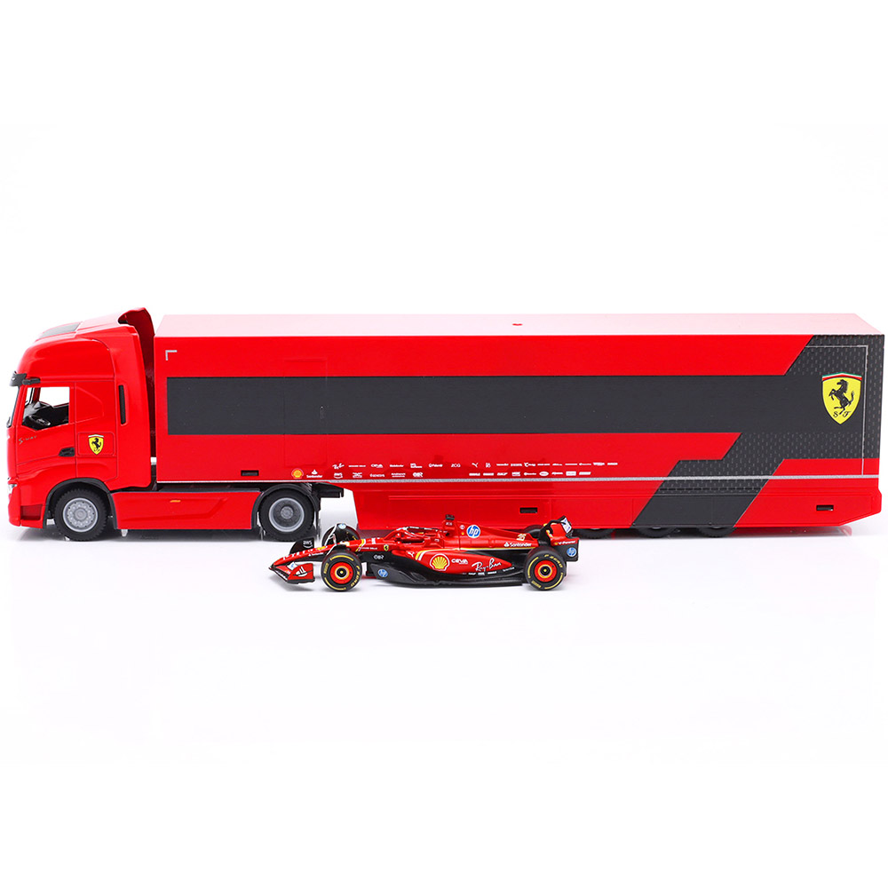 Збірна модель BBURAGO Iveco S-Way та Ferrari SF-24 1:43 Red (18-36867) Вид моделі фура