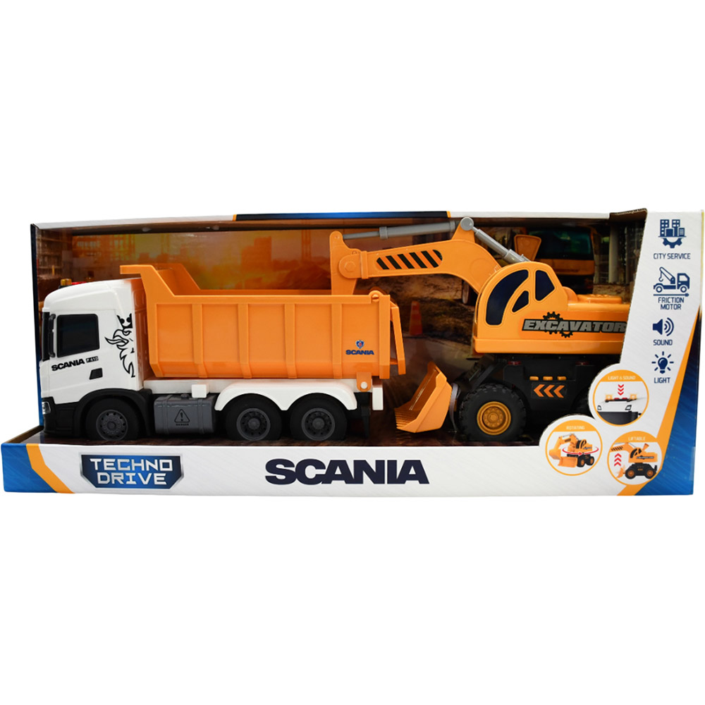 Игровой набор TECHNODRIVE 2 in 1 Truck Самосвал Scania и экскаватор (8001KS)