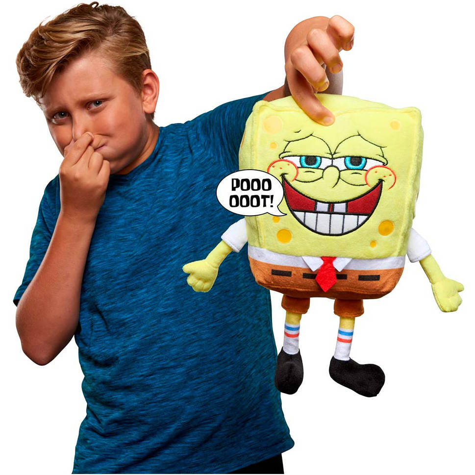 М'яка іграшка SPONGE BOB Exsqueeze Me Plush SpongeBob Fart зі звуком (EU690902) Для кого універсально