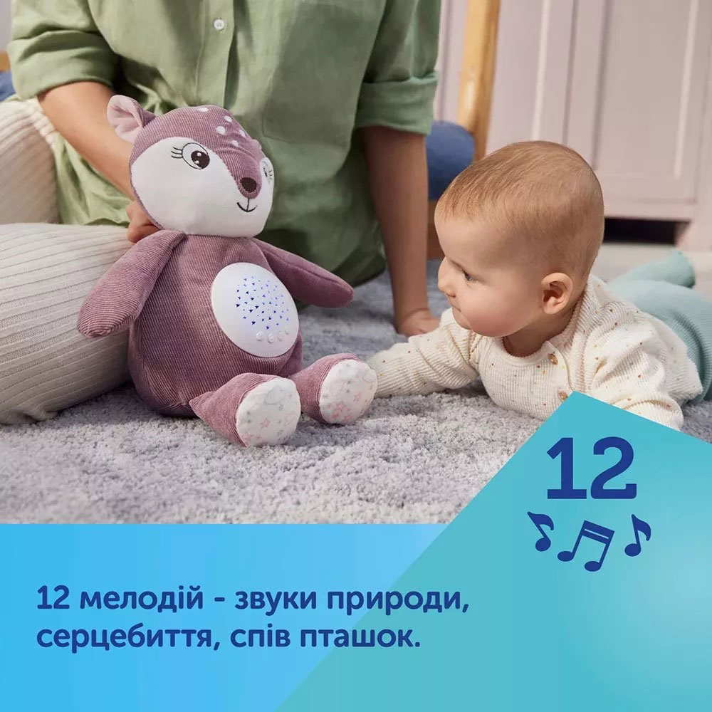 Зовнішній вигляд М'яка іграшка CANPOL BABIES музична з проектором Оленя, Рожева (77/206_pin)