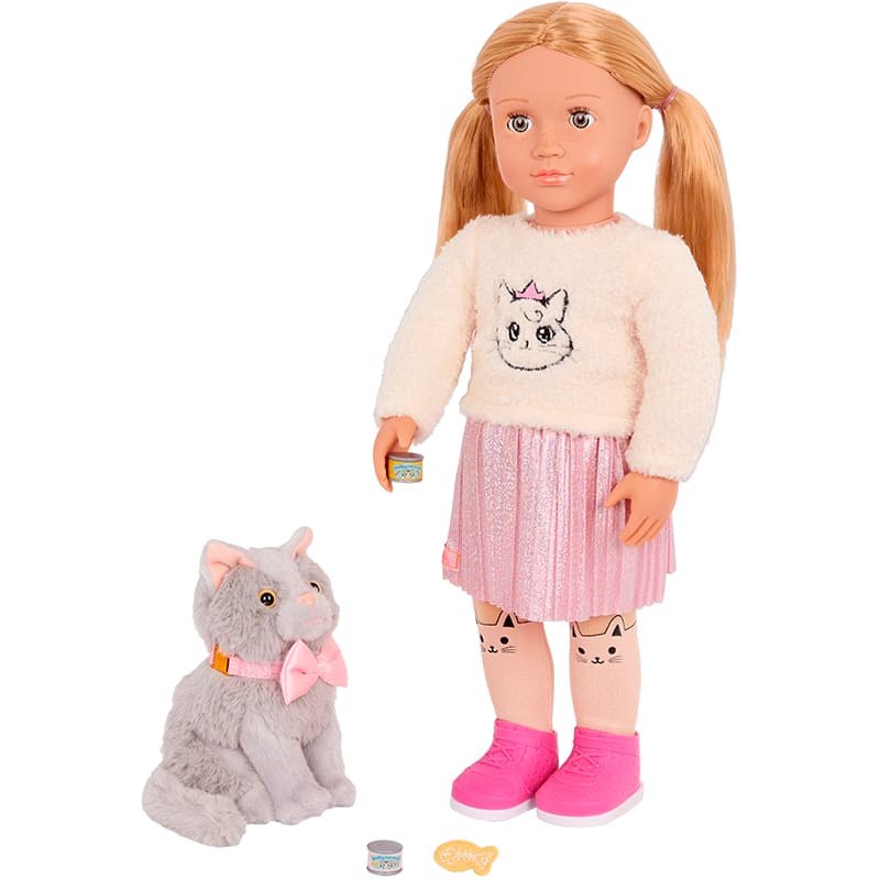 Кукла OUR GENERATION Шила с котенком Сэмми и аксессуарами 46 см (BD31579Z) Дополнительно Подходит ко всей одежде и аксессуарам Our Generation, а также к 15-см мягким игрушечным животным