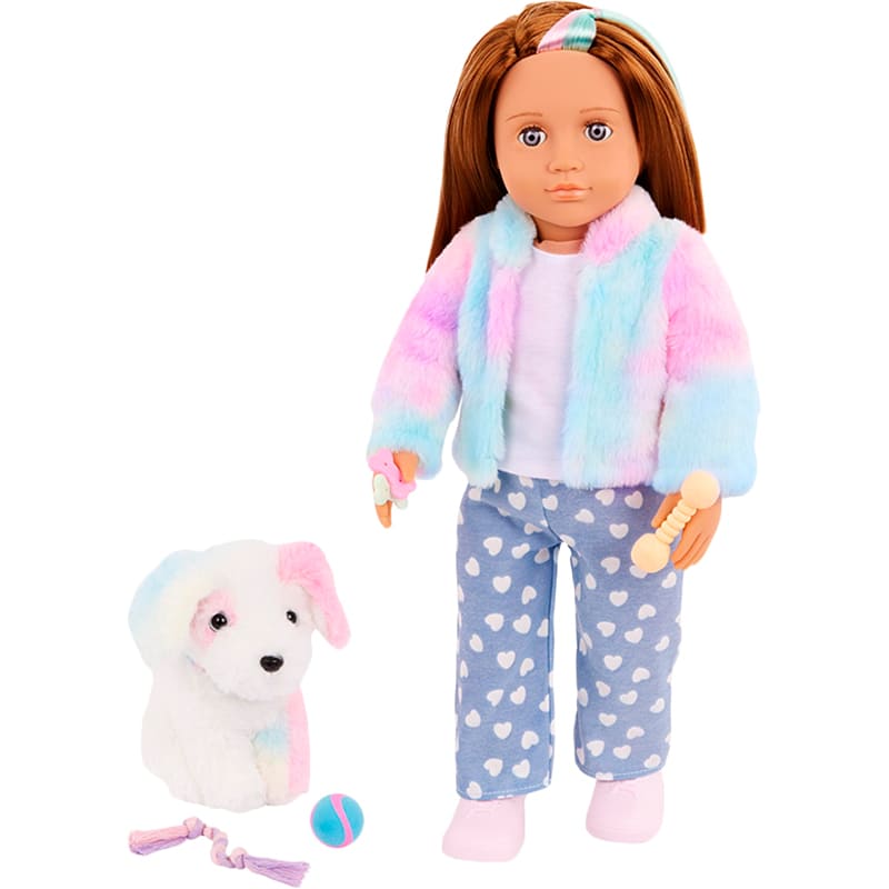 Кукла OUR GENERATION Скайлар со щенком Боу и аксессуарами 46 см (BD31538Z) Дополнительно Подходит ко всей одежде и аксессуарам Our Generation, а также к 15-см мягким игрушечным животным