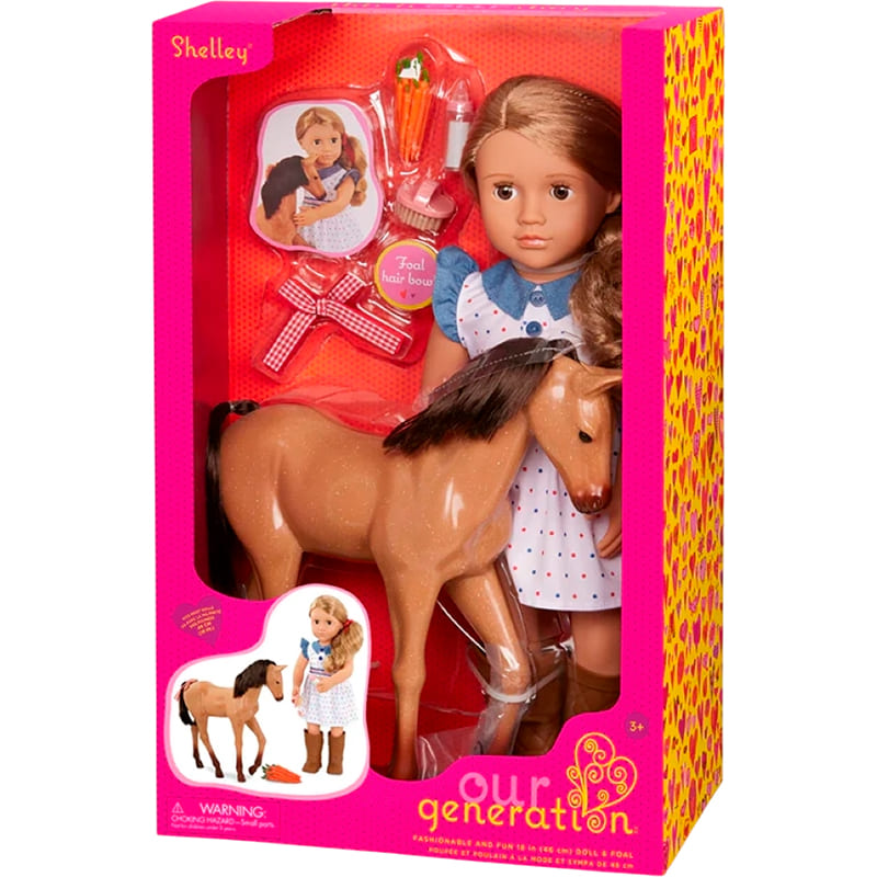 Внешний вид Кукла OUR GENERATION Шелли с жеребенком Аппалуза и аксессуарами 46 см (BD31447Z)