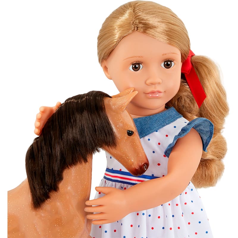 Кукла OUR GENERATION Шелли с жеребенком Аппалуза и аксессуарами 46 см (BD31447Z) Дополнительно Подходит ко всей одежде и аксессуарам Our Generation