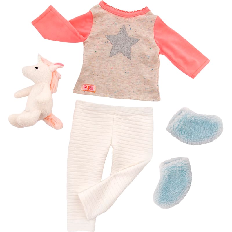 Набір одягу для ляльок OUR GENERATION Піжама з іграшкою Єдинорога 5 пр. (BD30311Z)