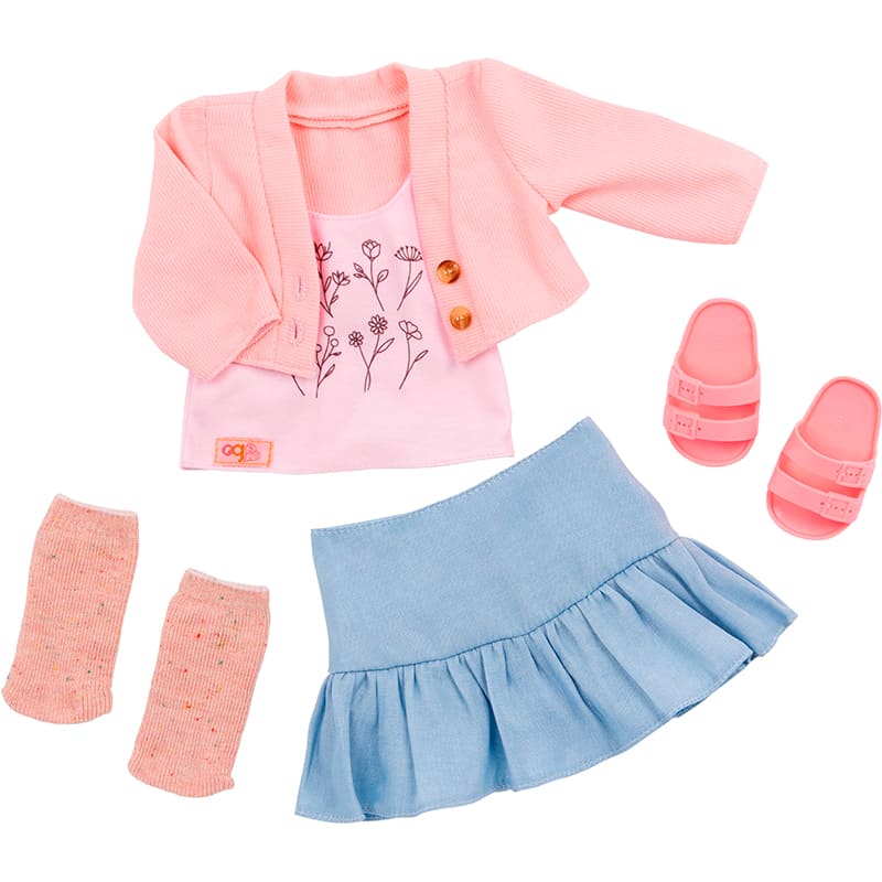 Набор одежды для кукол OUR GENERATION Повседневный розовый свитер и юбка 7 пр (BD30542Z)