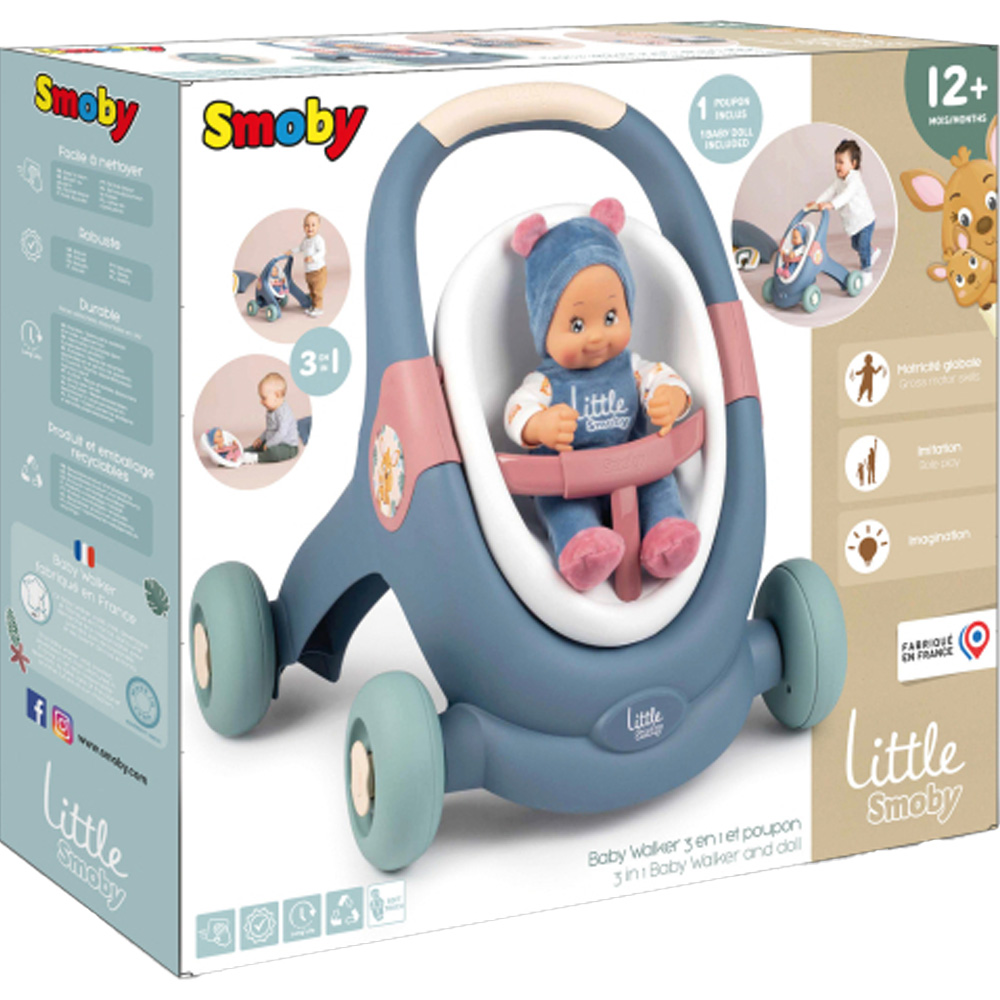 Коляска для ляльок SMOBY Little для прогулянок 3в1 з пупсом Blue (140308) Для кого універсально
