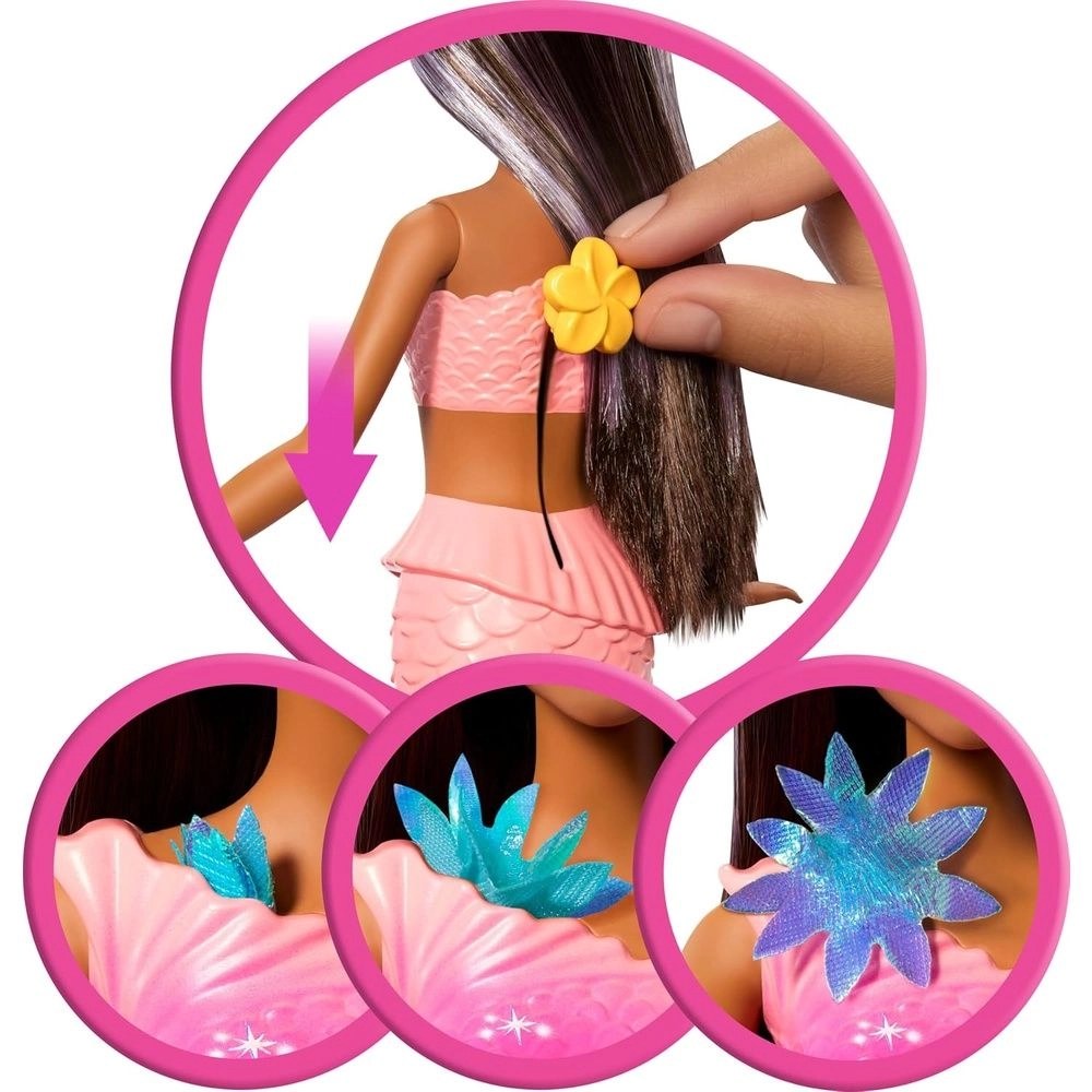 Кукла BARBIE Fantastic fashion Цветочная Магия Русалки Брюнетка (JDM73) Возраст от 3 лет