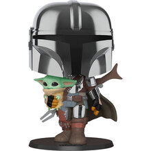 Фигурка Funko POP! Bobble Star Wars Mandalorian Mandalorian with Child Chrome 10" 49931 (FUN25491916)