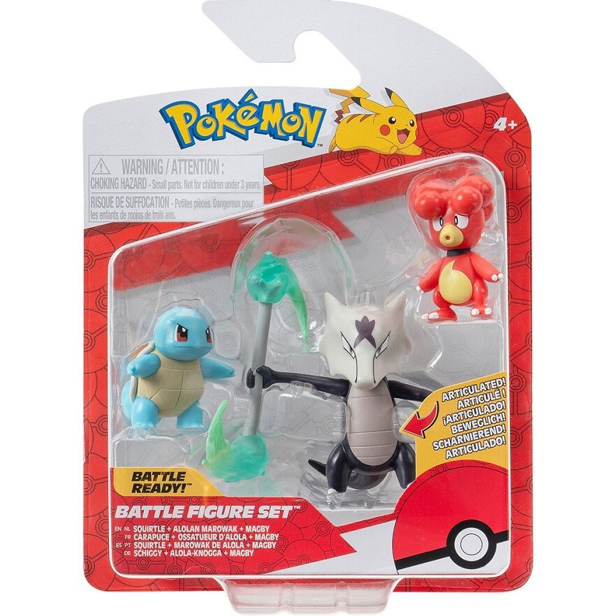 Набор фигурок Pokemon W19 Магби, Сквиртл, Алола Маровак (PKW3600)