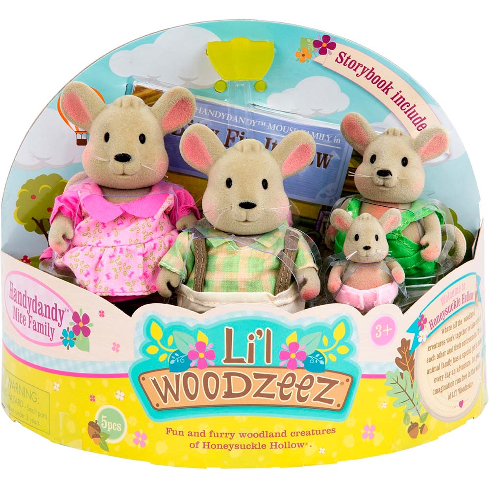 Набор фигурок LI'L WOODZEEZ Семья Мышей (6003Z) Дополнительно 4 персонажа: папа – Бенджамин, мама – Мими, дети – Ниблс и Санни
