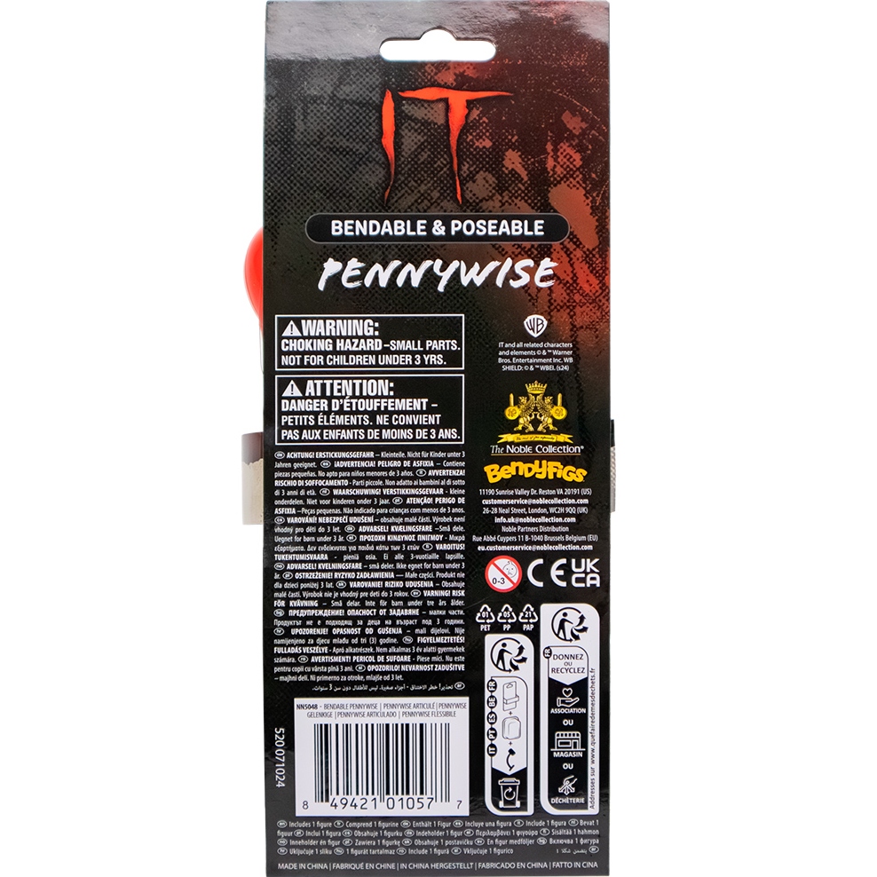 Внешний вид Фигурка NOBLE COLLECTION IT Pennywise Mini Bendyfig Оно (NN5048)