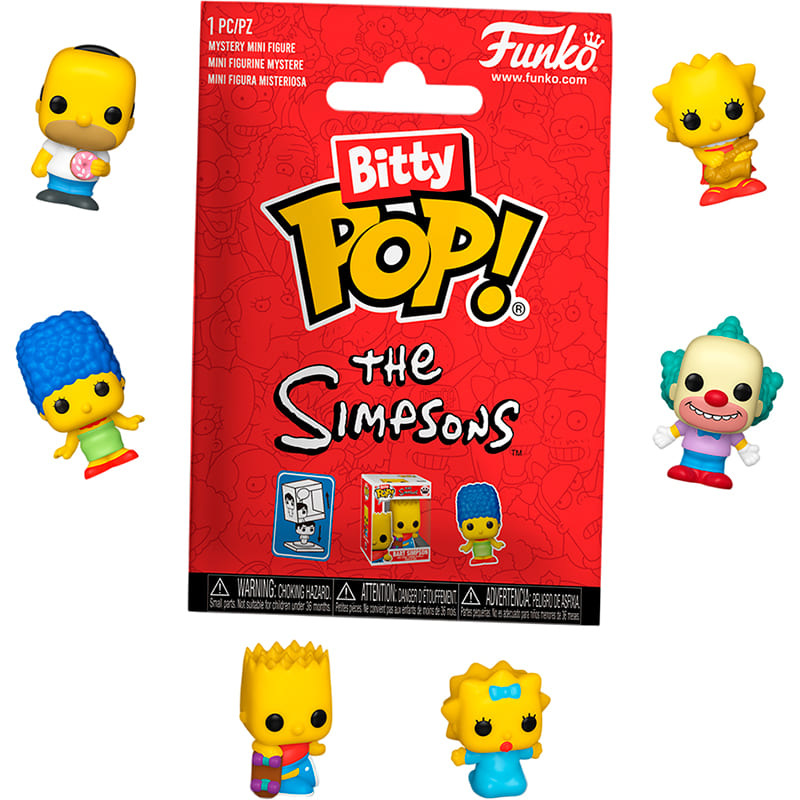 Фігурка-сюрприз FUNKO BITTY POP! Simpsons (85722) Додатково У наборі одна вінілова фігурка, серед них може бути: Гомер, Мардж, Барт, Ліси та Меггі Сімпсони, містер Бернс, Красті Клоун, Апу та таємничий Бітті Поп