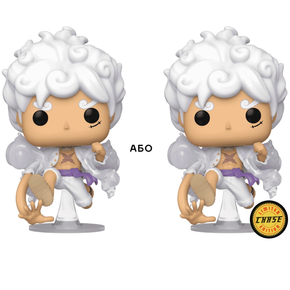 Фигурка-сюрприз FUNKO POP! Большой куш Луффи в белом (79321) Дополнительно 6 серийных фигурок, 1 редкая - Сhase. Отличается цвет одежды, аксессуар или другая деталь.