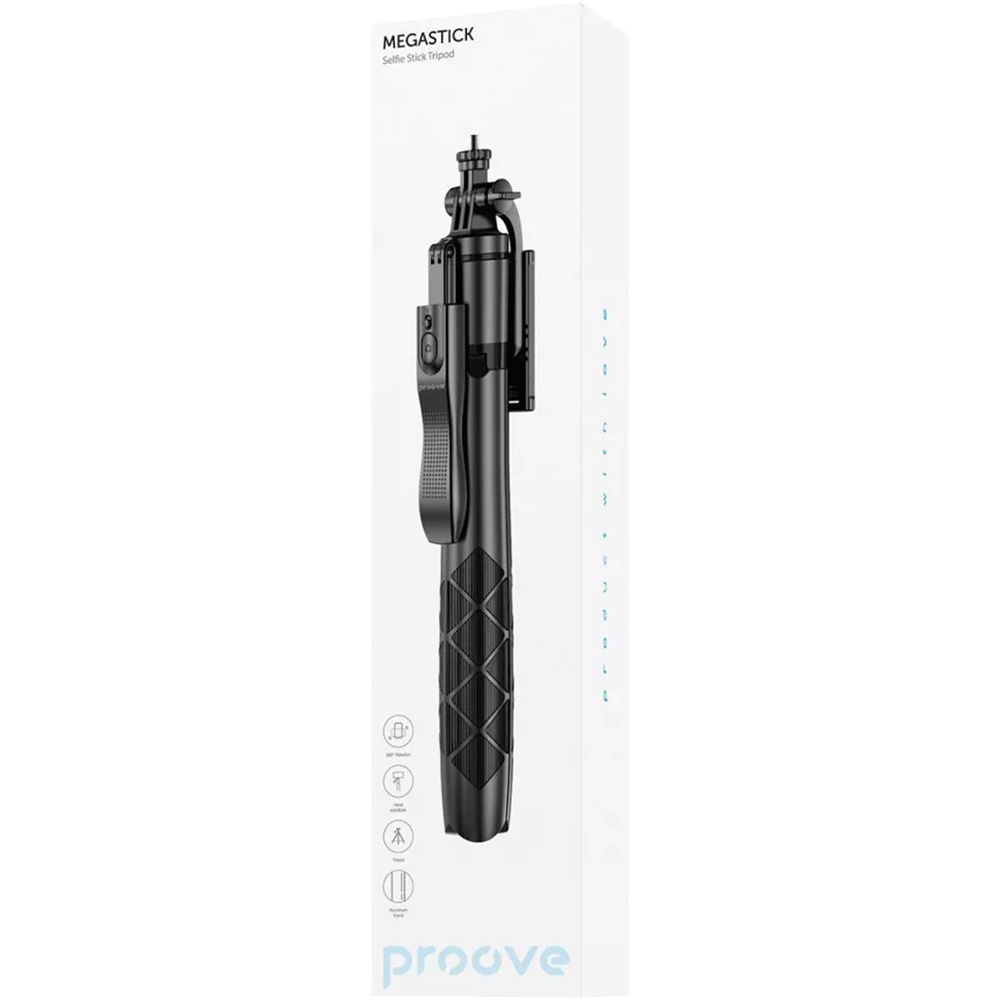Монопод-трипод PROOVE MegaStick Selfie Stick Tripod Black (55812) Подключение к смартфону Bluetooth