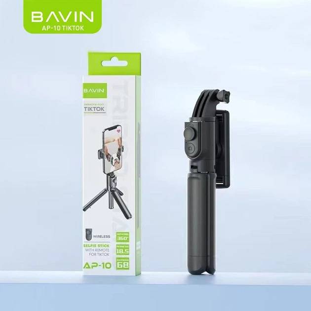 Монопод BAVIN AP-10 TIKTOK TRIPOD SELFIE STICK Black (AP-10-BK) Додатково Кріплення телефону: механічний розсувний затискач 6-8.5 см; тип батареї пульта: CR1632