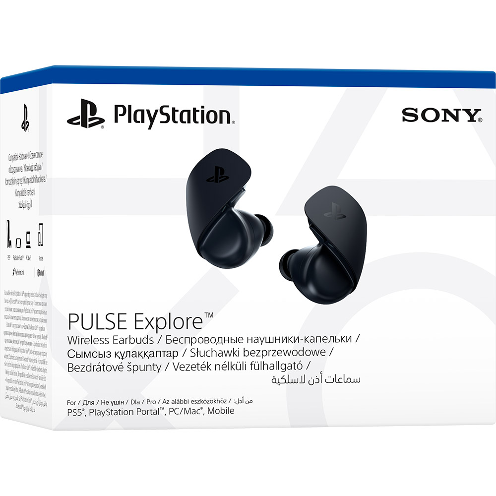 Гарнітура SONY PlayStation PULSE Explore Wireless Midnight Black Особливості технологія PlayStation Link, шумозаглушення з алгоритмами ІІ, вбудовані мікрофони, Planar Magnetic Driver;