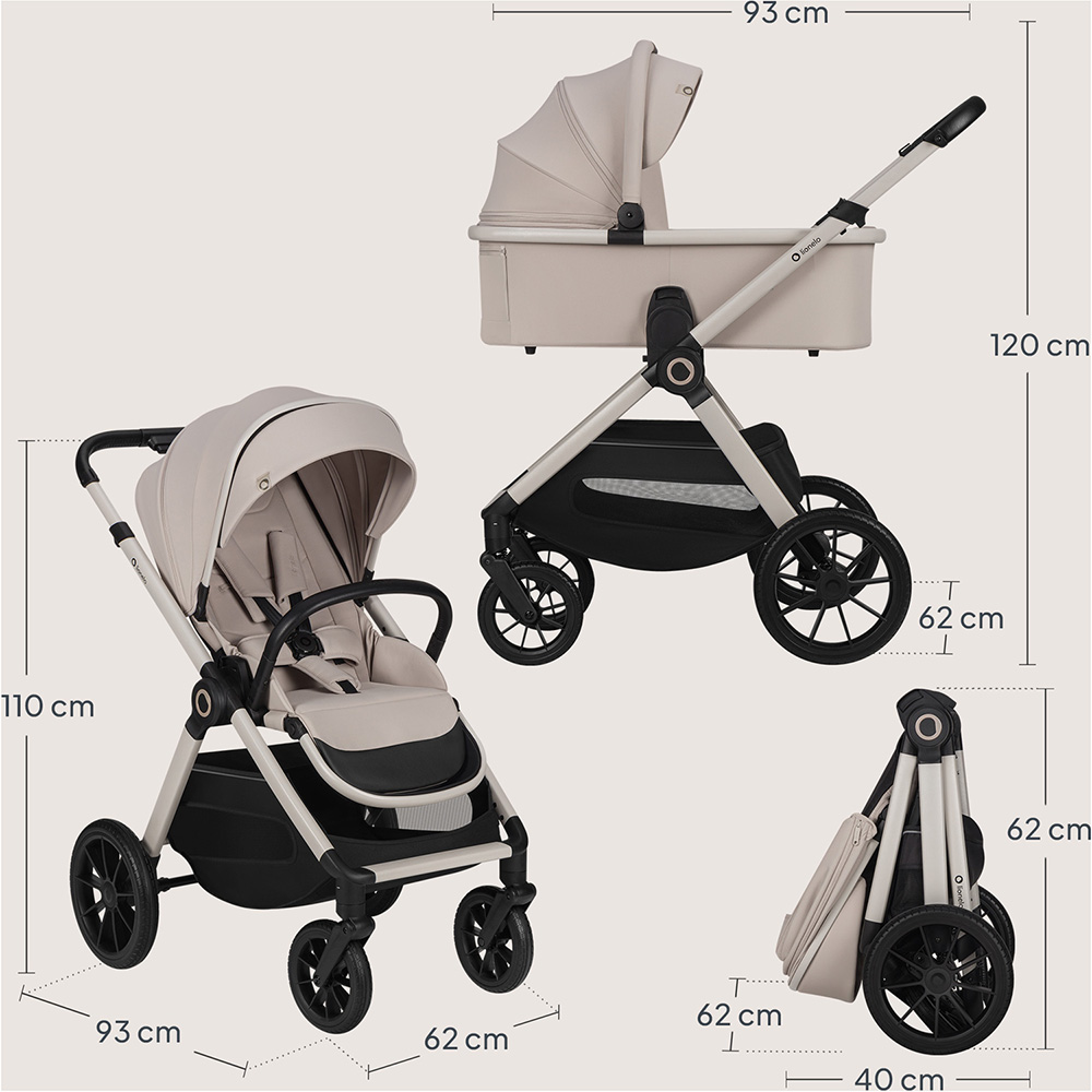 У Фокстрот Універсальний візочок LIONELO 2 в 1 Layla Beige Sand (LO-LAYLA 2IN1 BEIGE SAND)