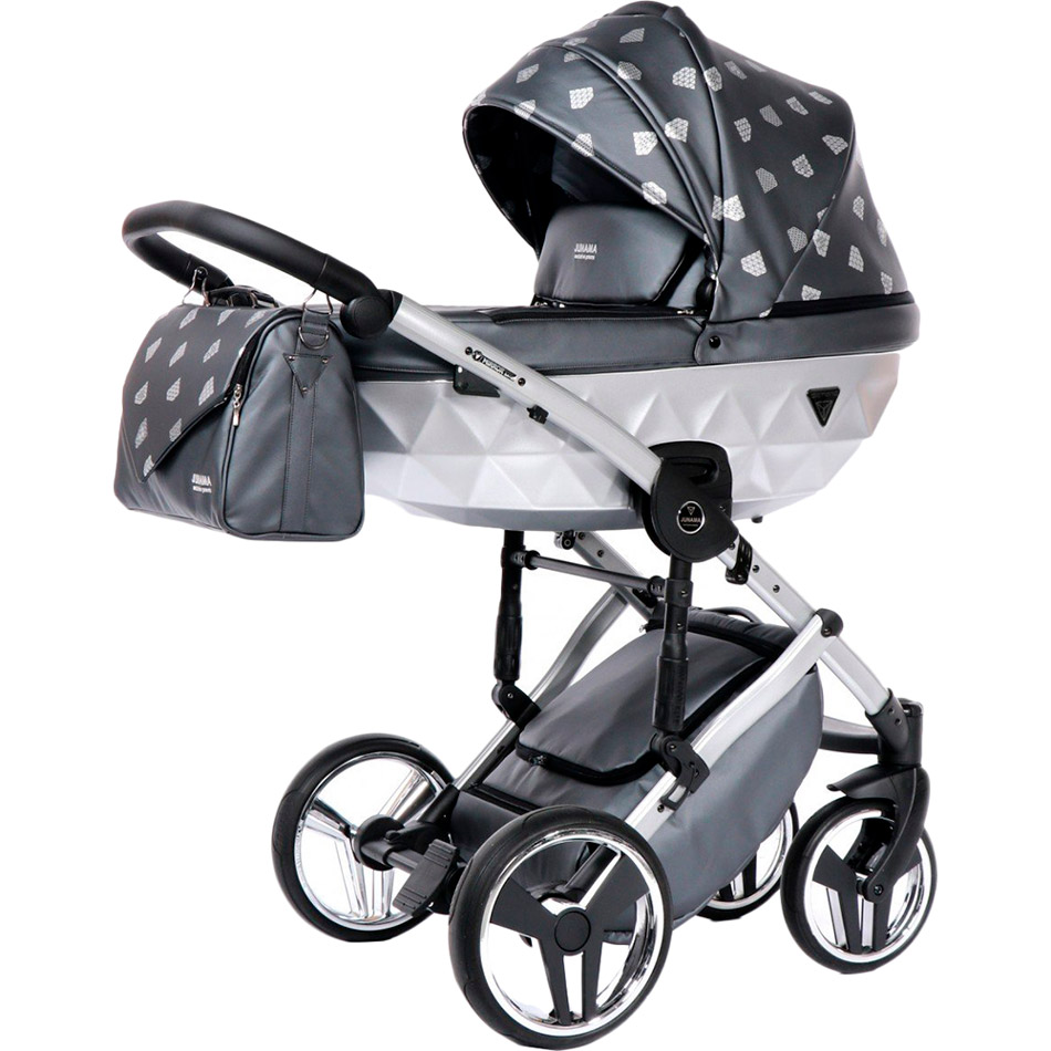 

Детская коляска JUNAMA Diamond Glow 2 в 1 04 Silver/Grey (J-G-04), Унів.коляска 2в1 Glow 04 серебриста з сірим