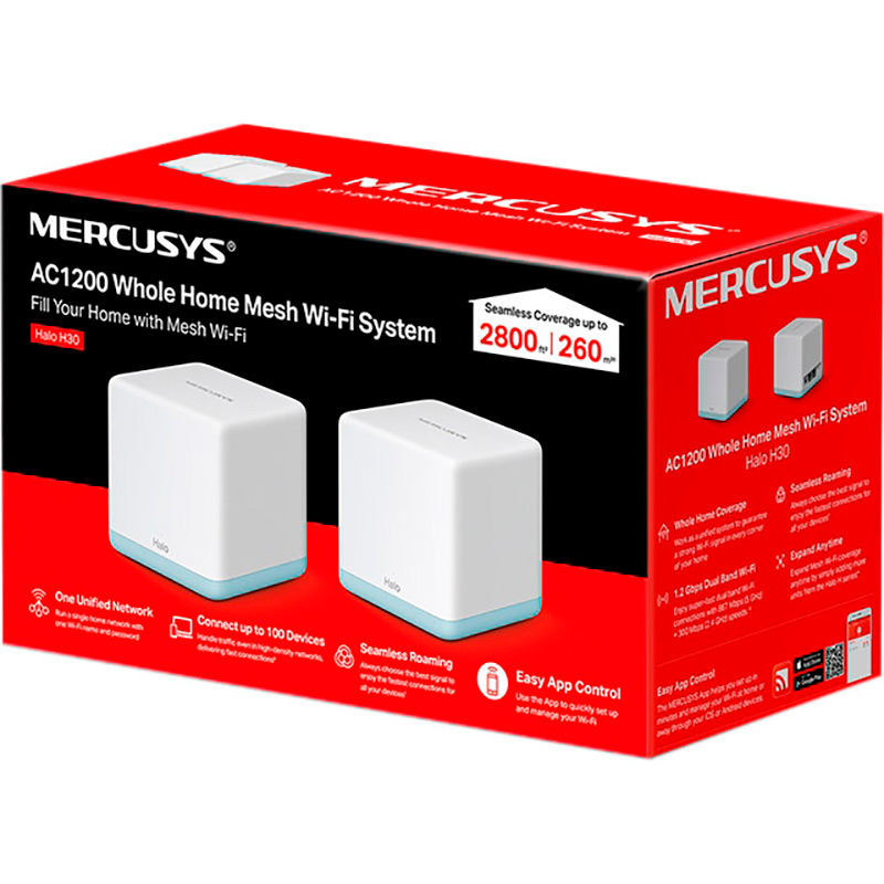 Маршрутизатор MERCUSYS Halo H30 (2-pack) Клас роутера домашній