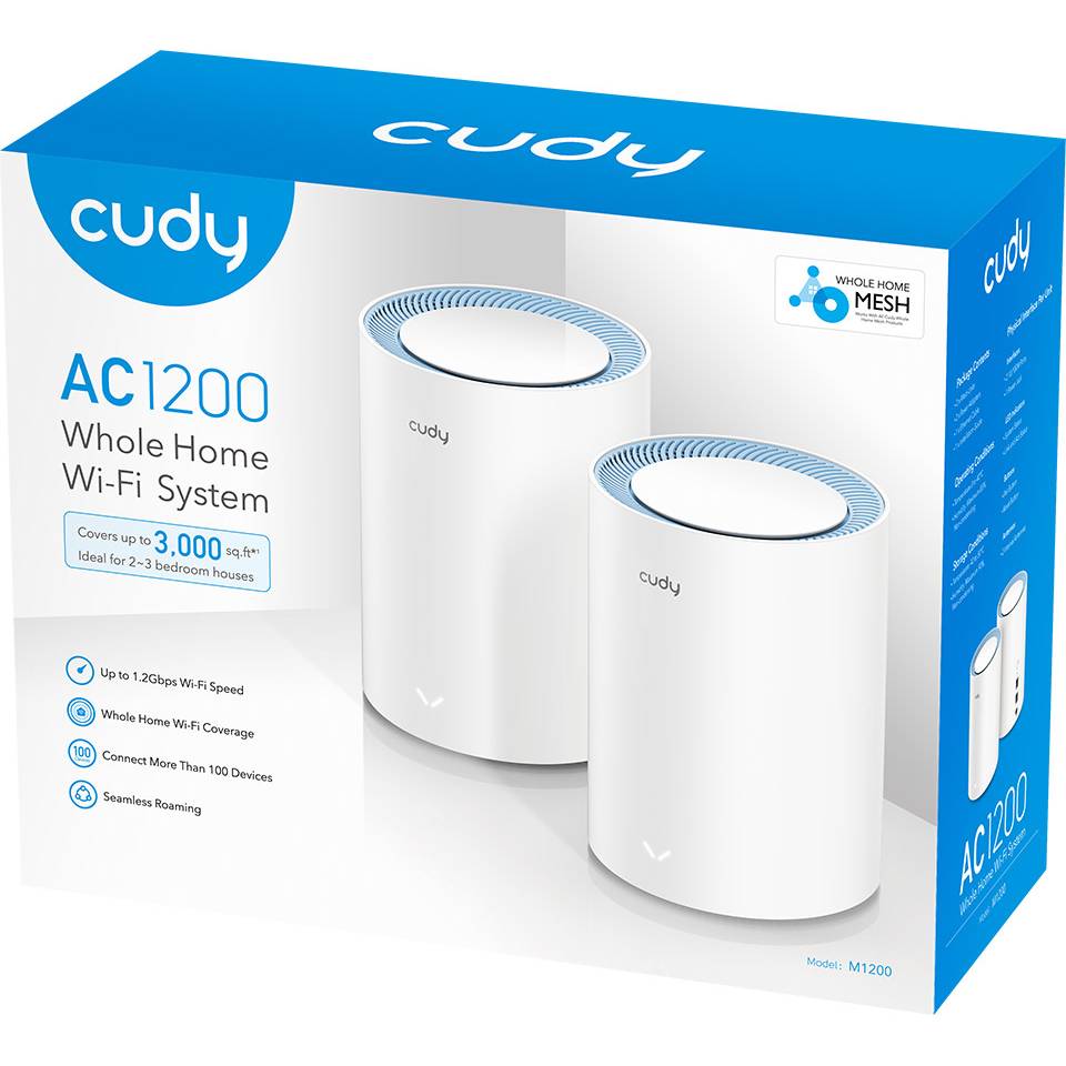 Зовнішній вигляд Маршрутизатор CUDY M1200 2-pack AC1200 Wi-Fi Mesh Solution White