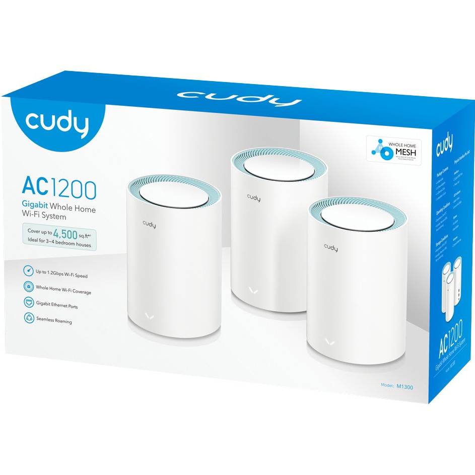 Зовнішній вигляд Маршрутизатор CUDY M1300(3-pack) AC1200 Wi-Fi Gigabit Mesh Solution White